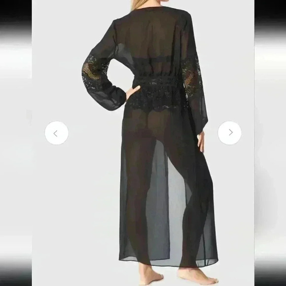 La Senza Long Black Maxi Lace Robe Sleep Size Small Medium - Picture 2 of 12